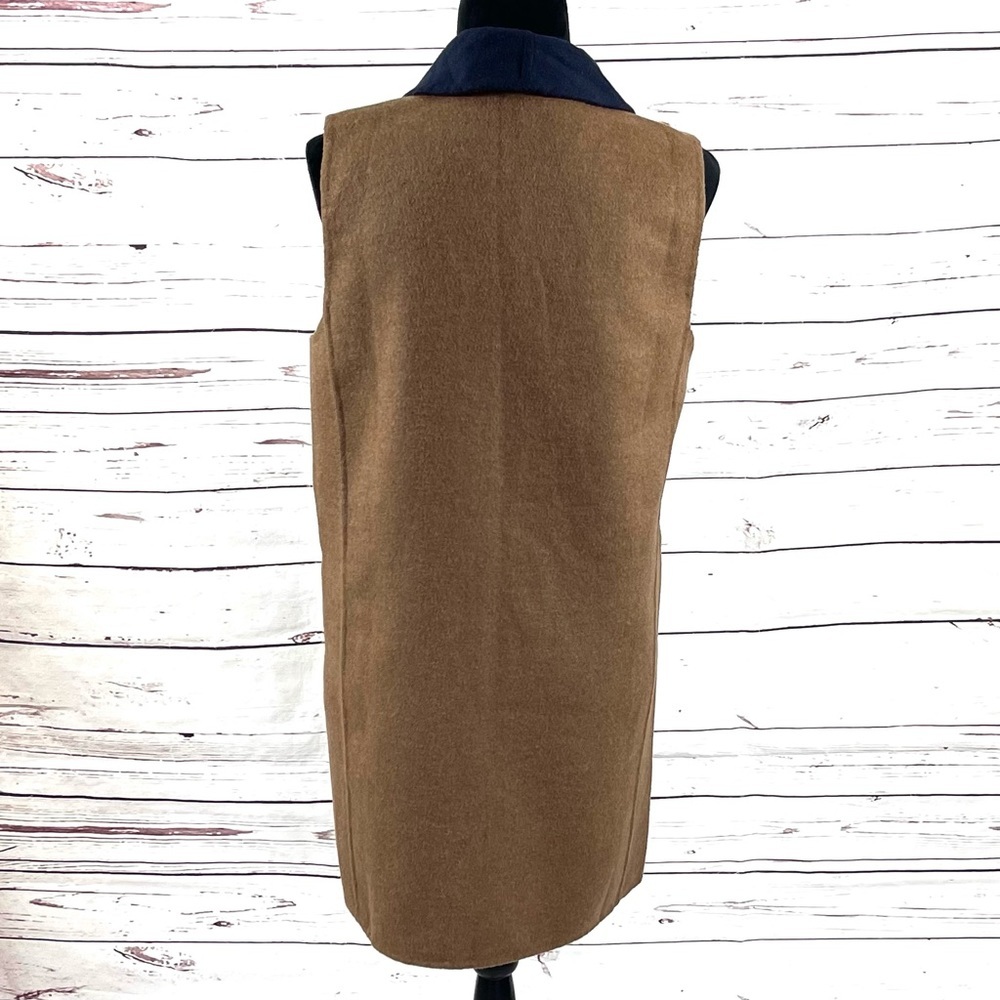 Talbots Double Faced Open Vest Long Shawl Collar Tan/Blue Wool Blend Size S‎ - Picture 5 of 10